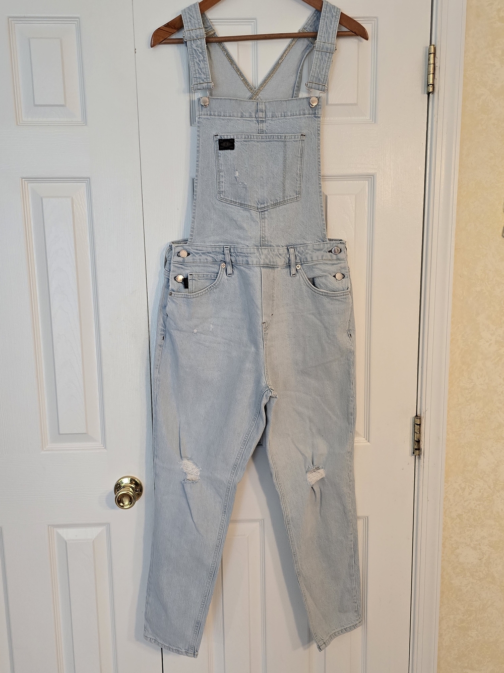 NWOT Superdry Light Blue  Denim Overalls - Casual Ripped Jeans - 12